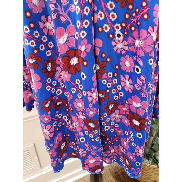 Free People Daisy Jane Mini Dress Botanical Combo Floral Tie Neck Size Small - Picture 3 of 16